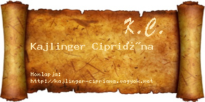 Kajlinger Cipriána névjegykártya